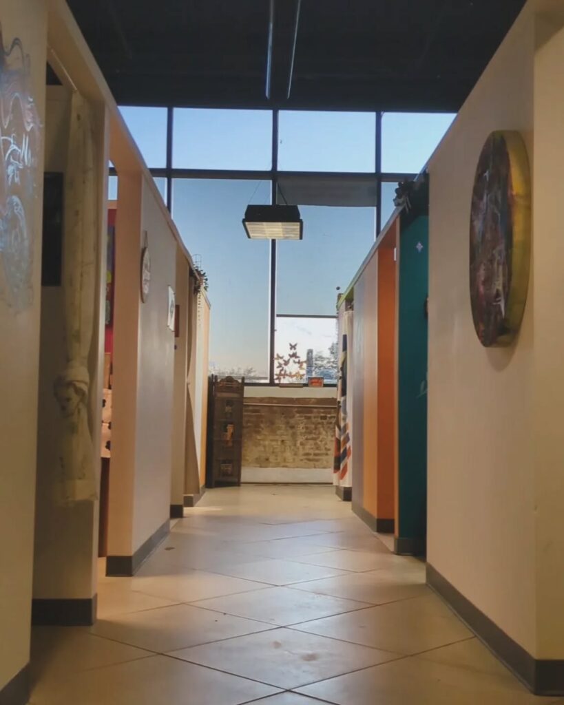 View down the hallway of artist studios